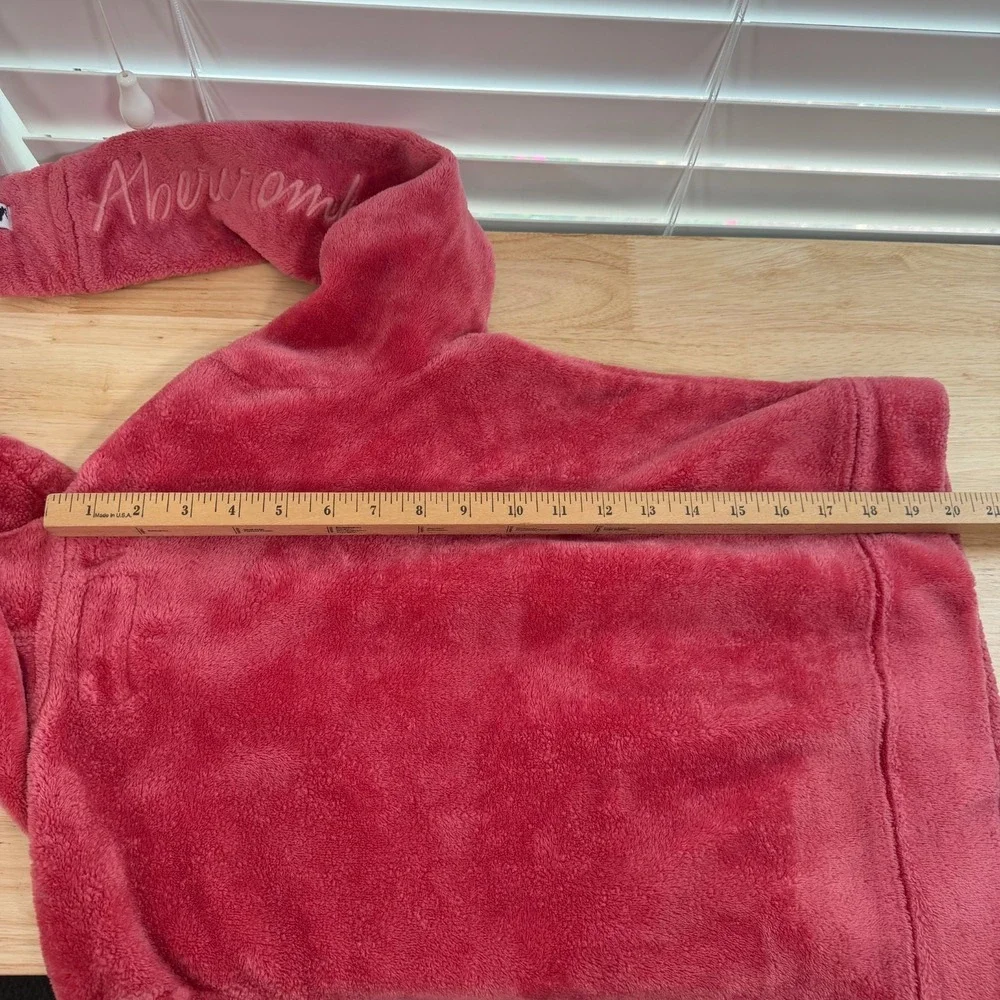 Abercrombie Kids Pullover Hoodie Girls Pink Sherpa Fleece Relaxed Winter - 11/12